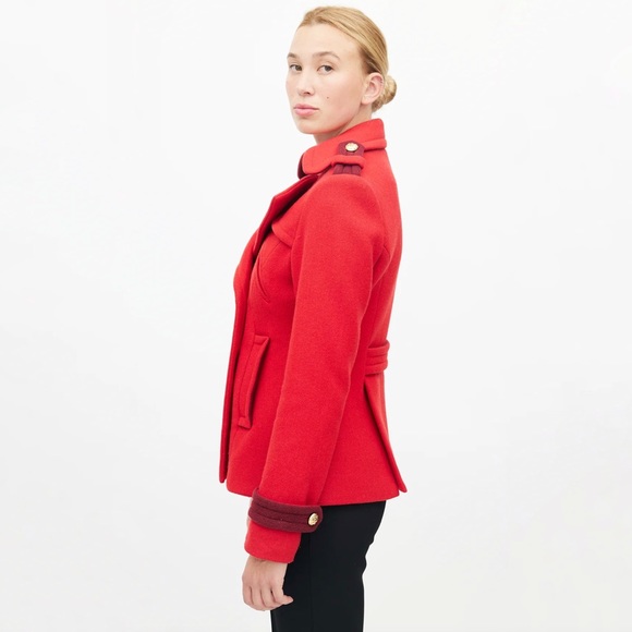 Smythe Red Double Breasted Pea Wool Coat with gold button size 4 - Picture 6 of 16